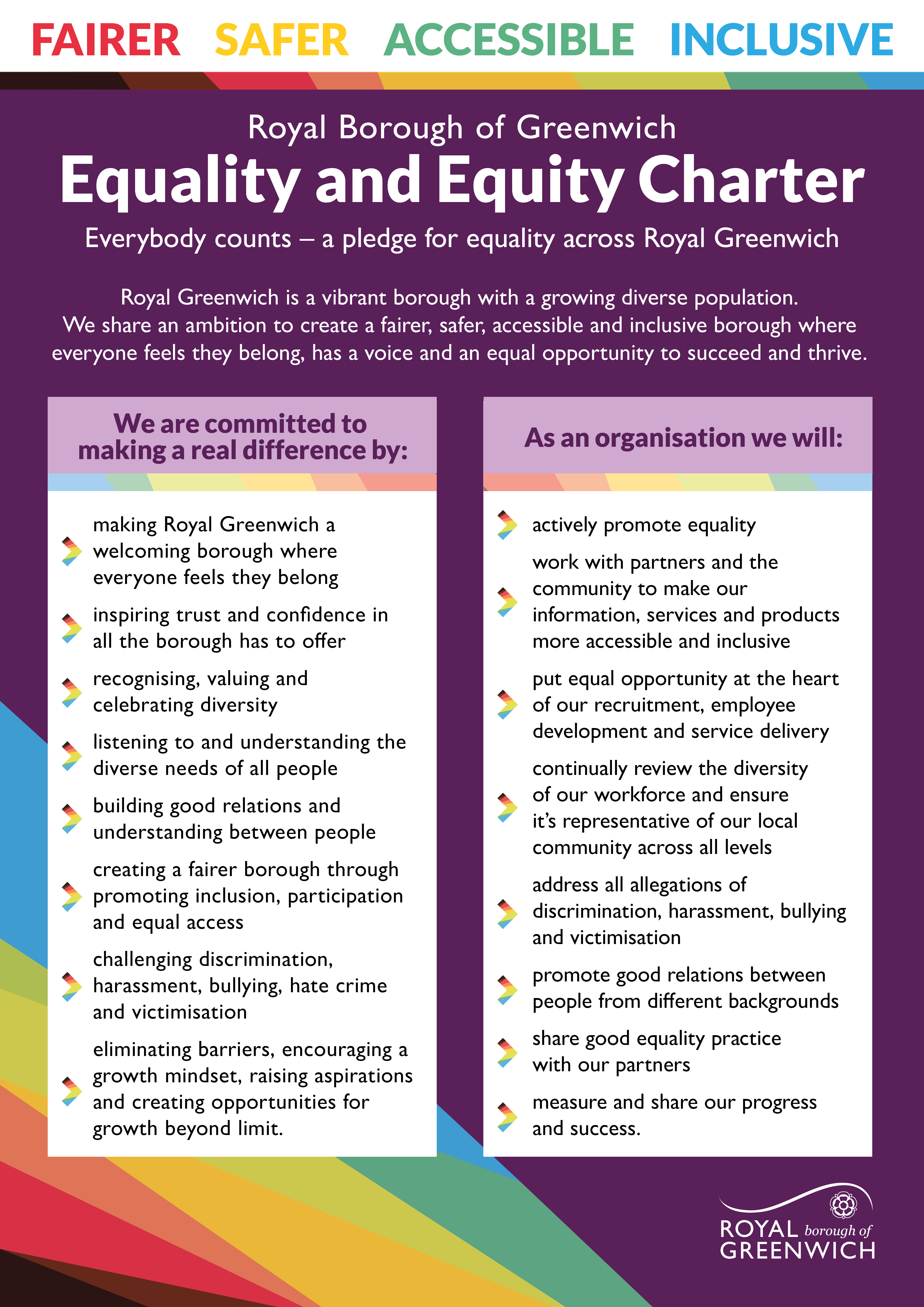 Royal Greenwich Equality and Equity Charter - context is written above. 