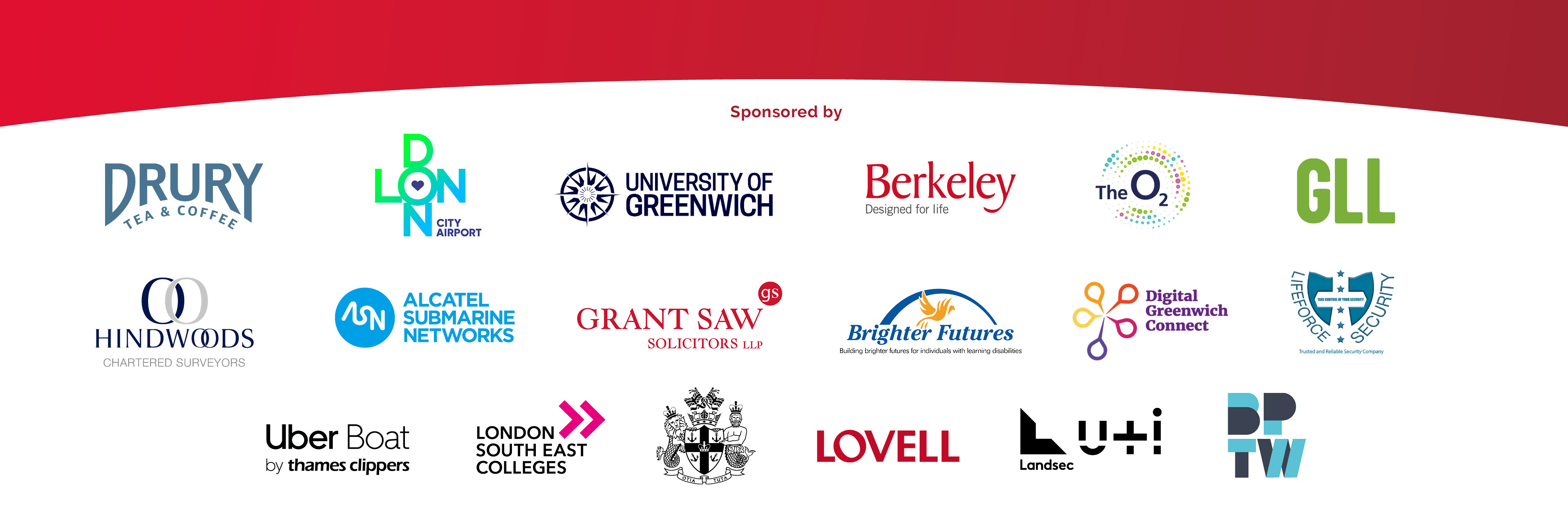 Logos for the Best of Royal Greenwich Business Awards sponsors. The sponsors are listed with the award categories on this page.