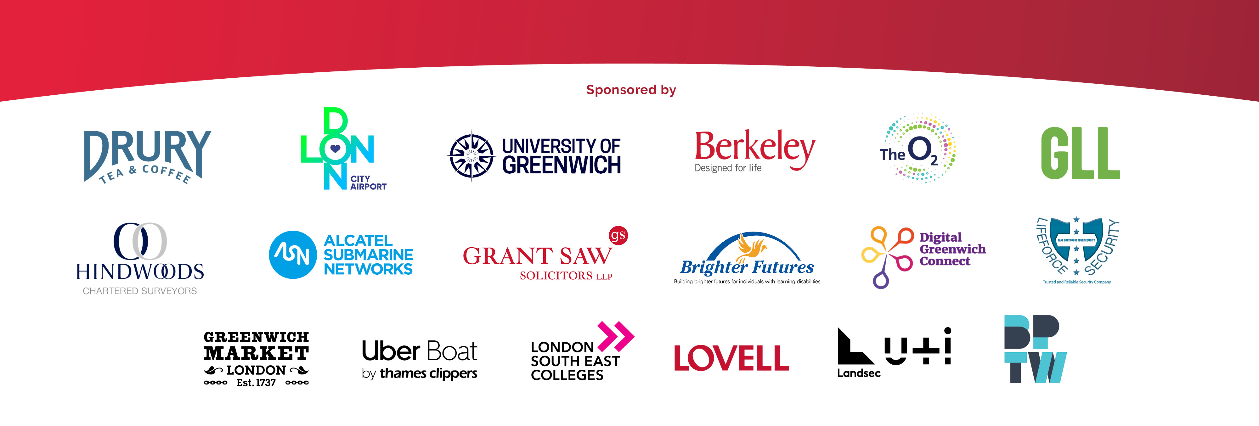 Logos for the Best of Royal Greenwich Business Awards sponsors. The sponsors are listed with the award categories on this page.