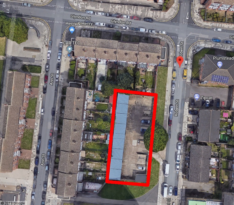 A map of the planned site for new homes on Robert Street