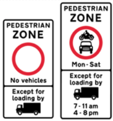 Entry to pedestrian zone restricted (varies depending on location)