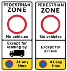 Entry to and waiting in pedestrian zone restricted (varies depending on location)