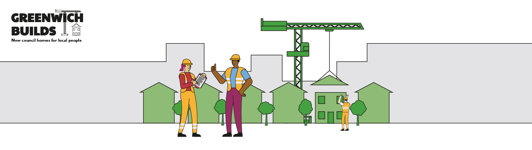 Illustration of a Greenwich Builds construction site