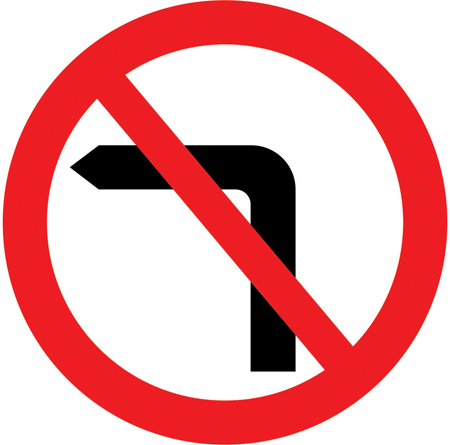 No left turn for vehicular traffic