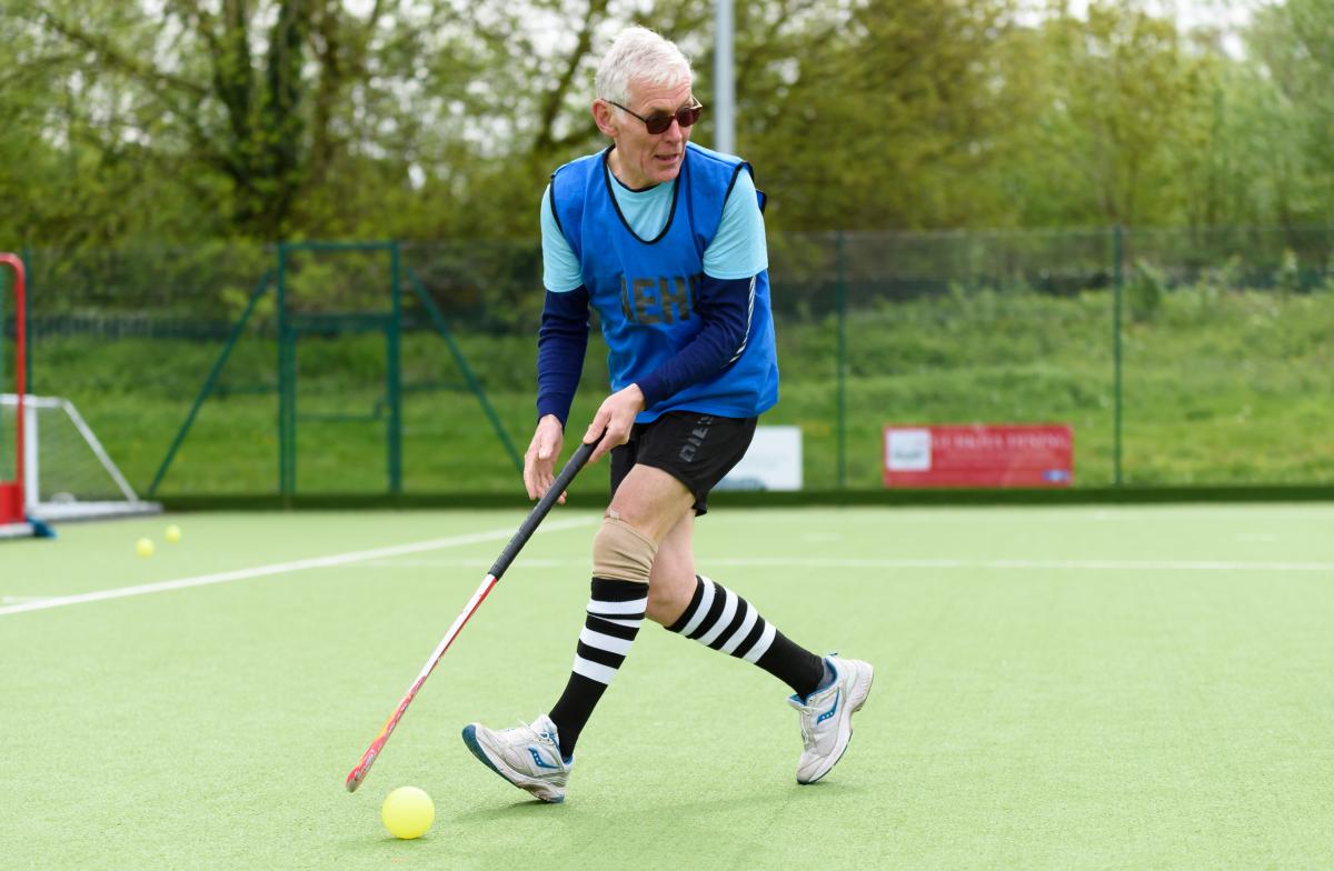 Person playing hockey