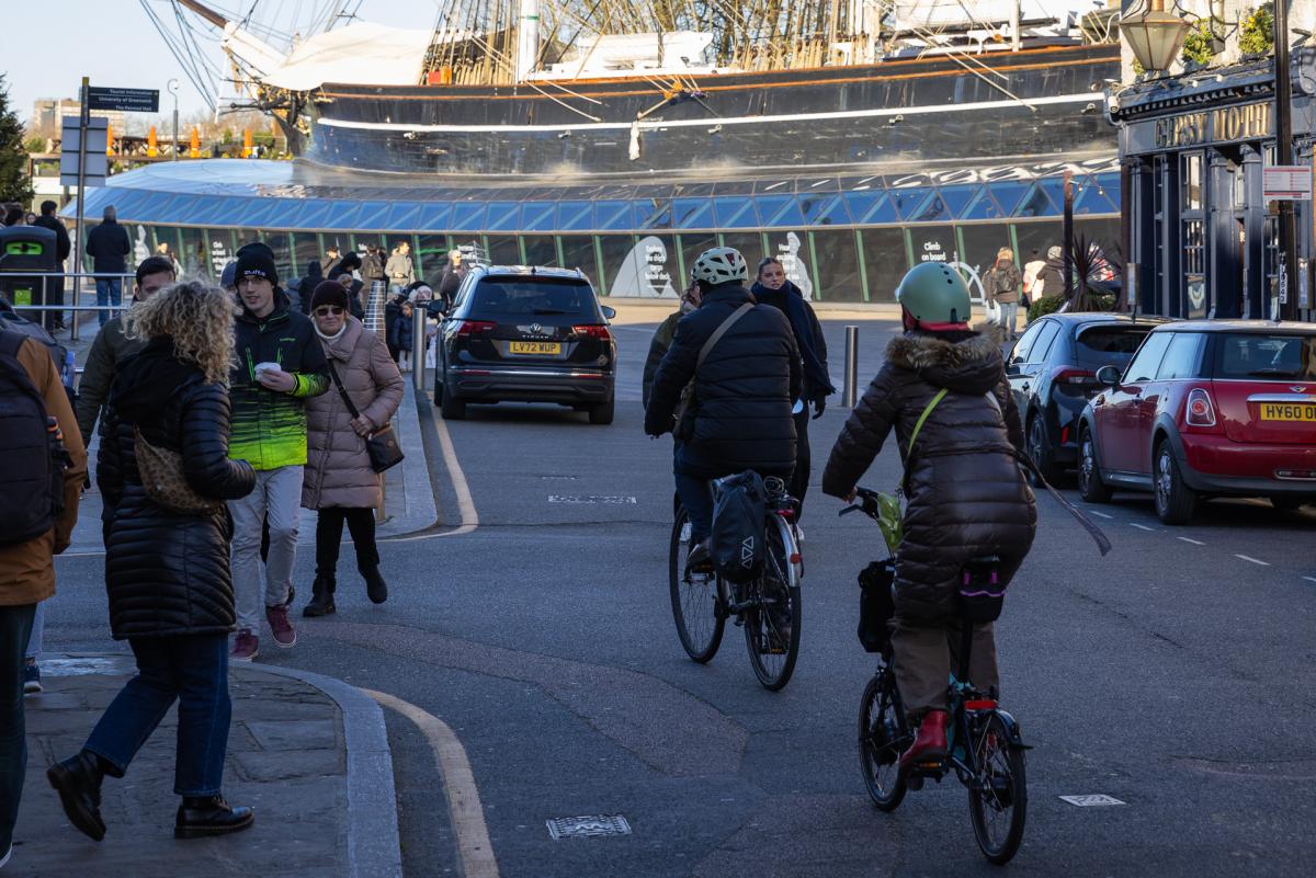 people walking and cycling