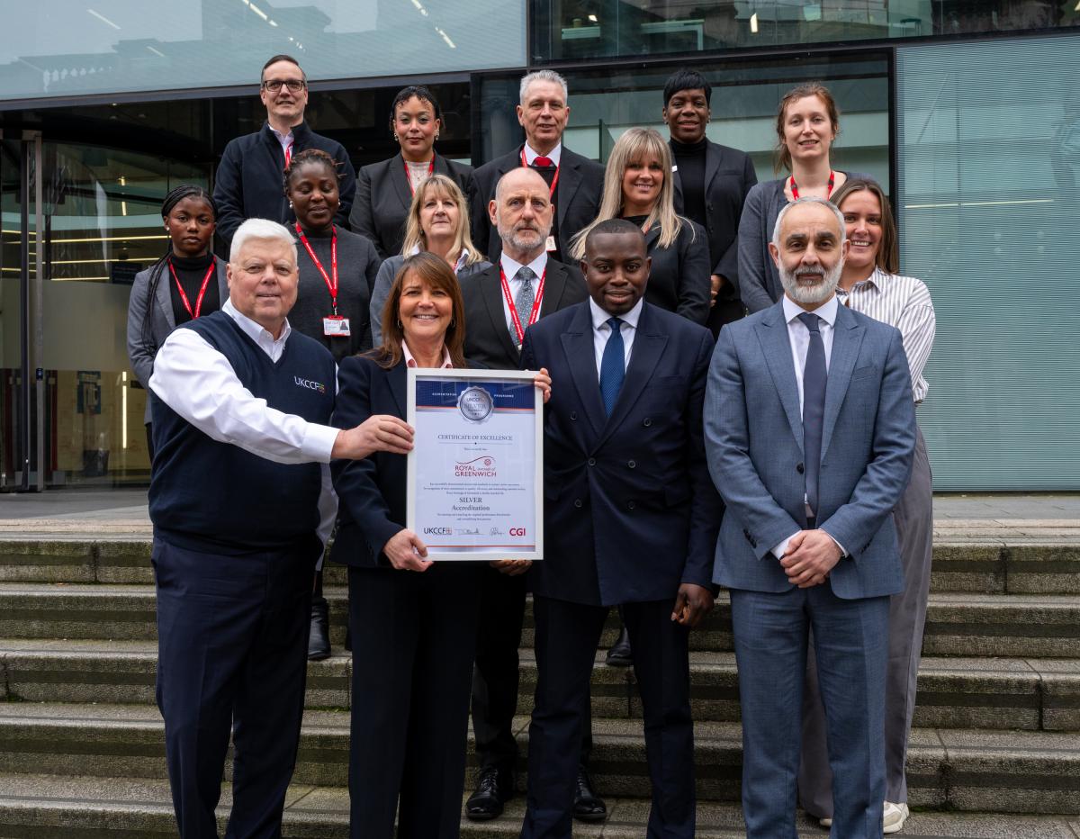 Contact Centre staff stood with UKCCF representative and the Leader of the Council, Cllr Anthony Okereke