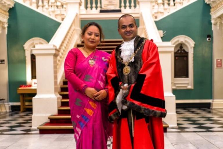 Our new Mayor, Councillor Jit Ranabhat with his wife, Mayoress Gaumaya Gurung Ranabhat.