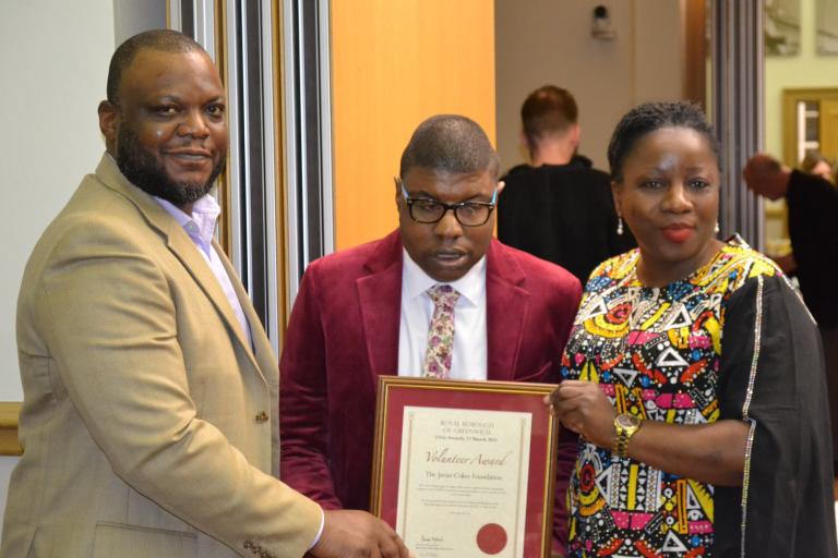 Javan, his mother and his father at civic awards.