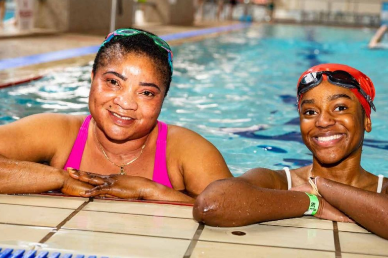 Two women in a swimming pool